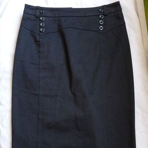 H&M Black Cotton Pencil Skirt Sz 4 Retro Pinup